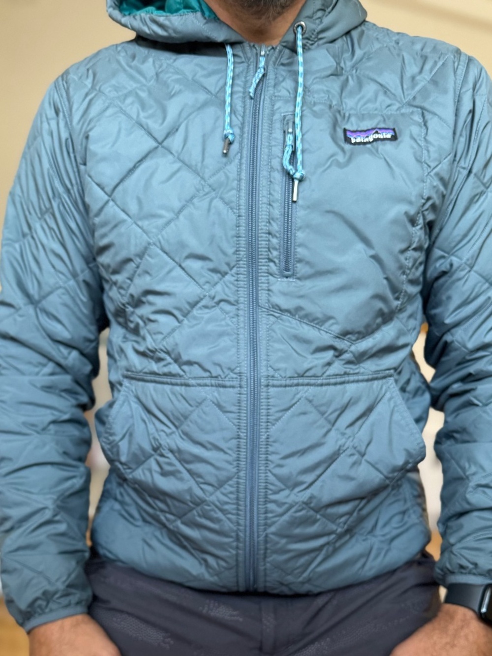 Men's Diamond Quilted Bomber Hoody - Color: Plume Grey